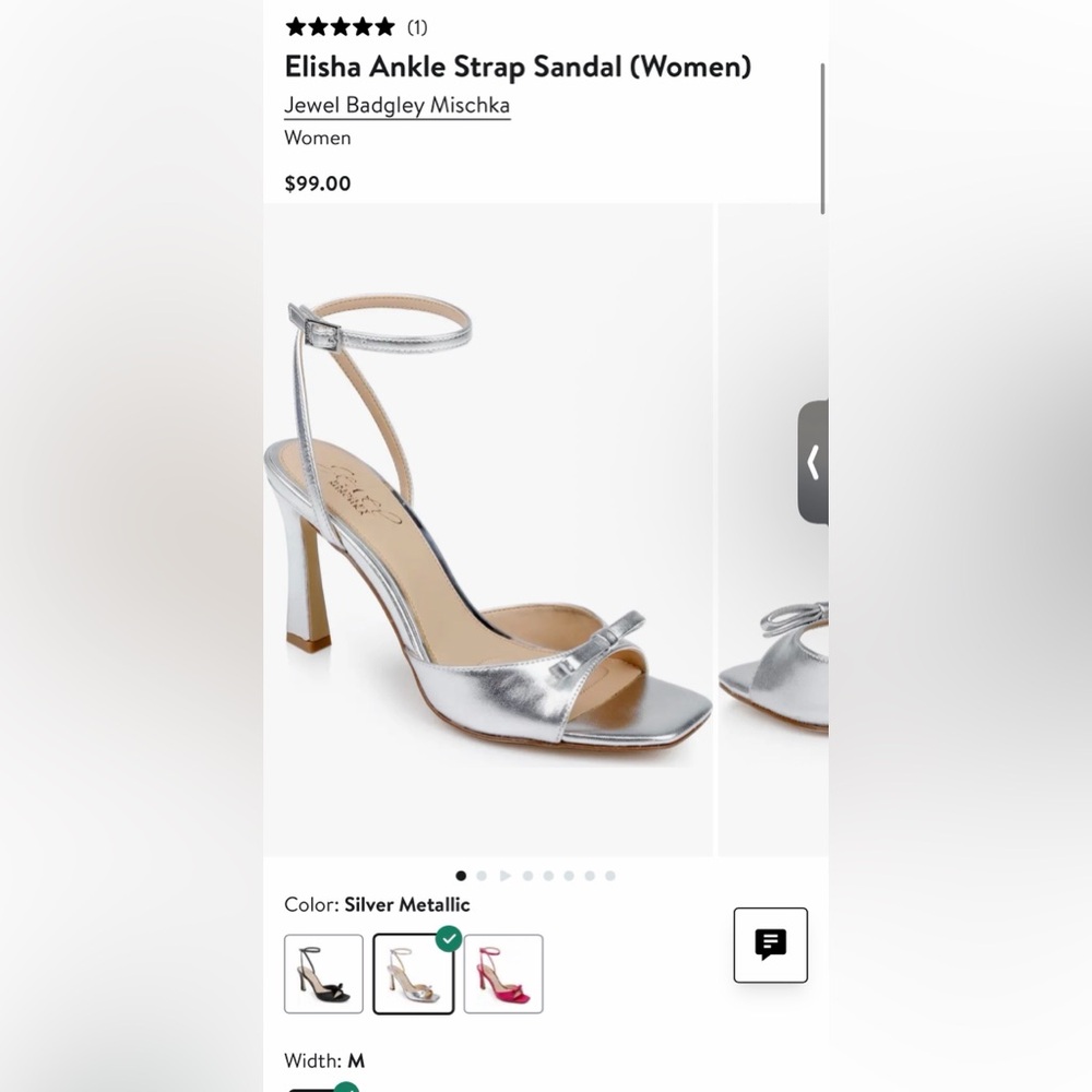 Stunning Jewel Badgley Mischka “Elisha” ankle strap sandals in silver metallic. - Picture 2 of 9